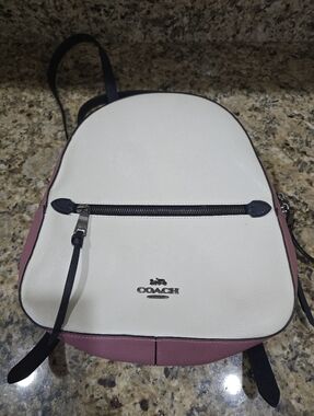Coach Jordyn Colorblock Backpack Chalk White & Pink Leather MSRP$348